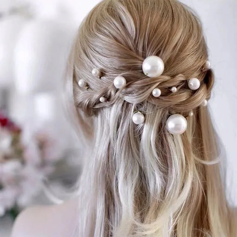 Fashion Metal U Shape Pearl Hairpin Clips Wedding Bridal Updo Ornaments Ancient Costume Modeling Hair Jewelry Accessories Gifts