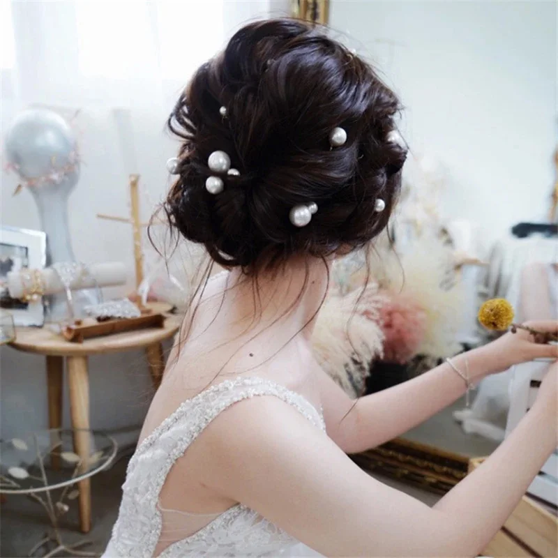 Fashion Metal U Shape Pearl Hairpin Clips Wedding Bridal Updo Ornaments Ancient Costume Modeling Hair Jewelry Accessories Gifts