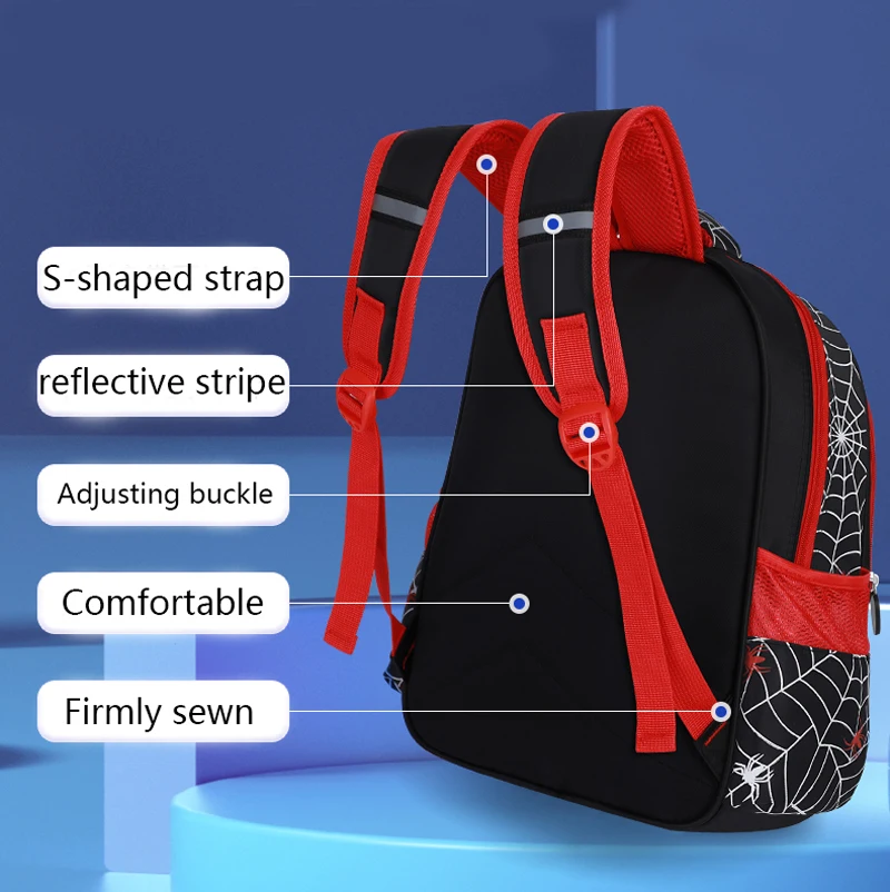 3D three-dimensional Cartoon Spider Children's Shoulder Bag Teen Boy Girl Schoolbag Pencil Case 2Pcs Set Kid Backpack Waterproof