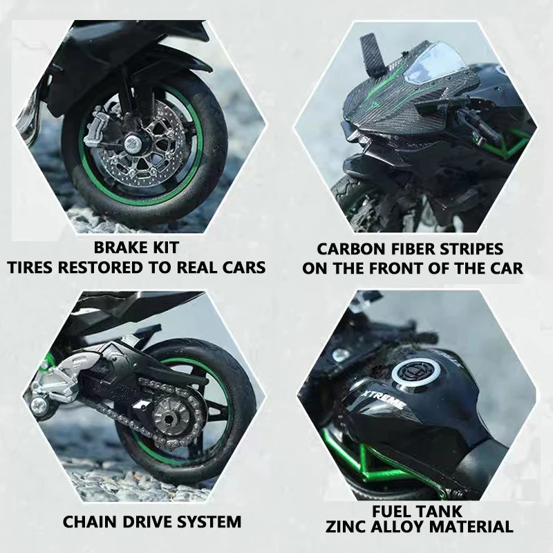 1:18 Ninja Diecast Motorcycle Model Workable Shock-Absorber Toy For Children Gifts Toy Decoration
