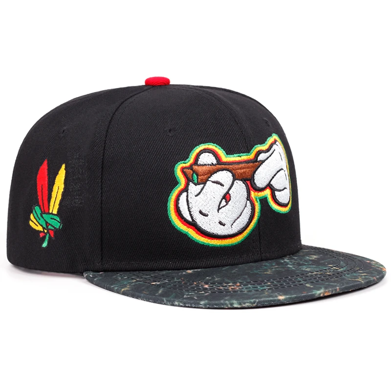 New Two Handed Cigarettes Embroidery Snapback Cap Hot Sale Unisex Fashion Adjustable Baseball Cap Women Flat Brimmed Hat
