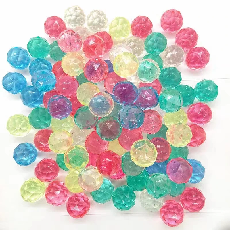 5pcs Fun Diamond Bounce Ball Rainbow Color Children's Elastic Rubber Ball Floating in Water Gemstone Twister Toy Gift