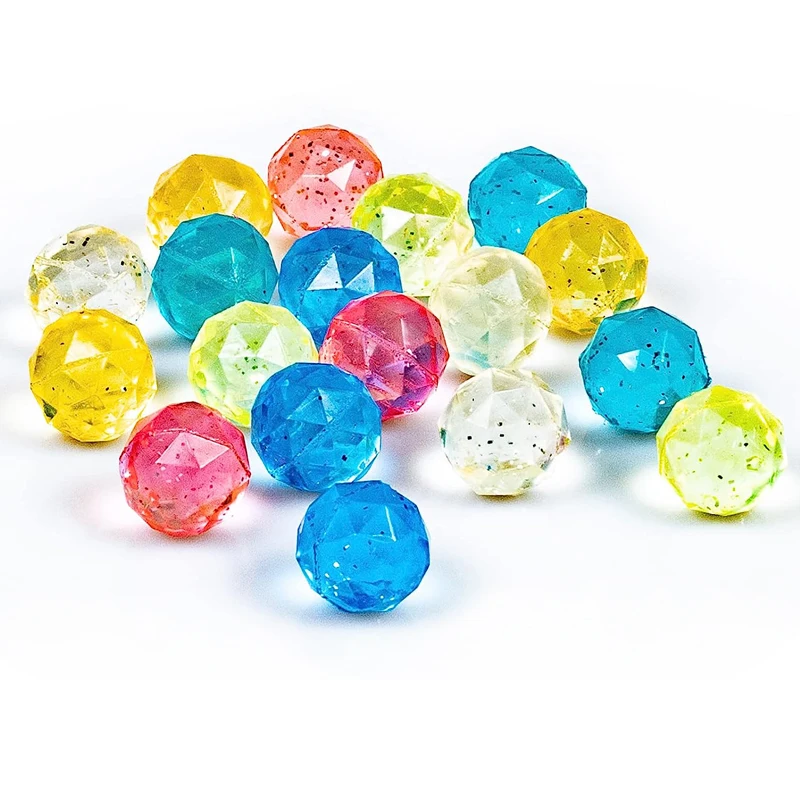 5pcs Fun Diamond Bounce Ball Rainbow Color Children's Elastic Rubber Ball Floating in Water Gemstone Twister Toy Gift