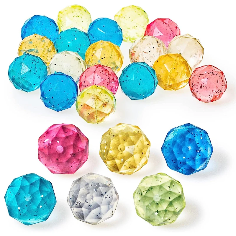 5pcs Fun Diamond Bounce Ball Rainbow Color Children's Elastic Rubber Ball Floating in Water Gemstone Twister Toy Gift