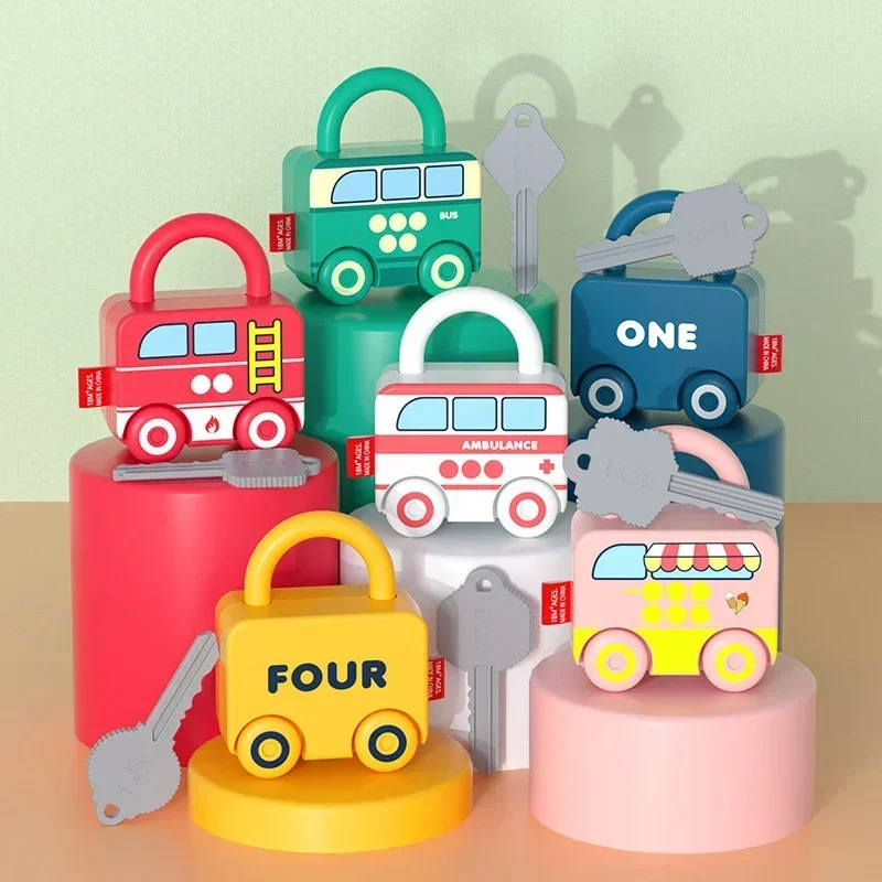 Number Matching Lock Toys Baby Learning Lock with Key Car Games Montessori Educational Toy Sensory Toys For Kids 1 2 3 Years
