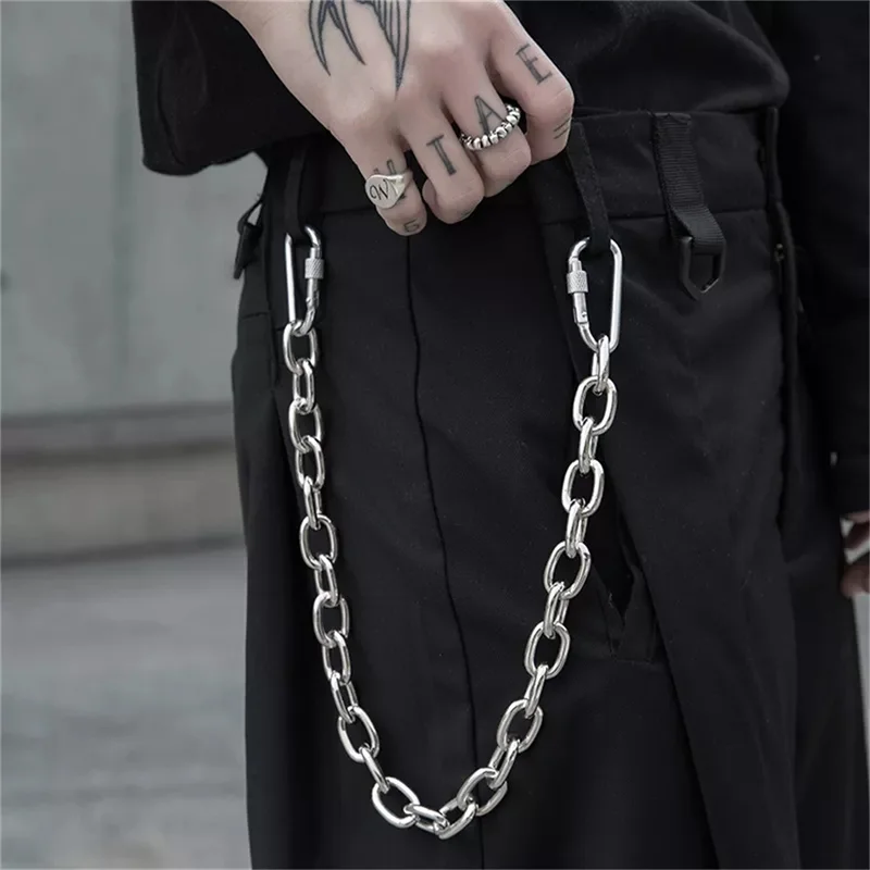 Punk Waist Belt Silver Trousers Chain for Men Jeans Belt Chain for Pants Cool Metal Rock Chain Hiphop Summer Jewelry Man