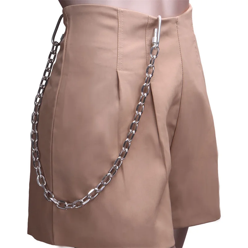 Punk Waist Belt Silver Trousers Chain for Men Jeans Belt Chain for Pants Cool Metal Rock Chain Hiphop Summer Jewelry Man