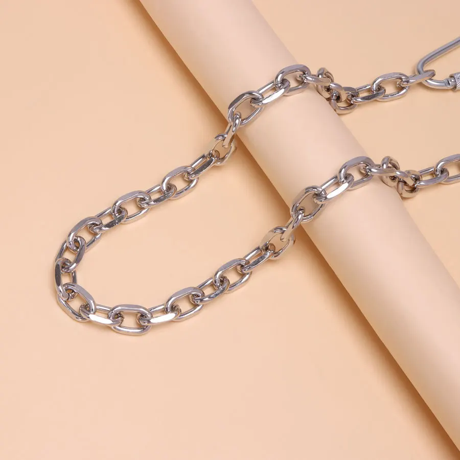 Punk Waist Belt Silver Trousers Chain for Men Jeans Belt Chain for Pants Cool Metal Rock Chain Hiphop Summer Jewelry Man