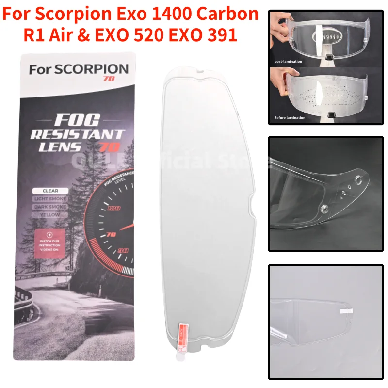 Helmets Visor For Scorpion Exo 1400 Carbon, R1 & EXO 520 391 Motorcycle Helmet Lens Visor Plating Uv Protection Lens Faceshield