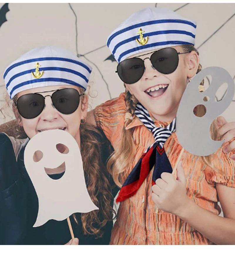 Excellent Decoration for Adult Yacht Blue and White Striped Sailor Captain Hat 3D Embroidered Sailor Hat Party Dance Costume