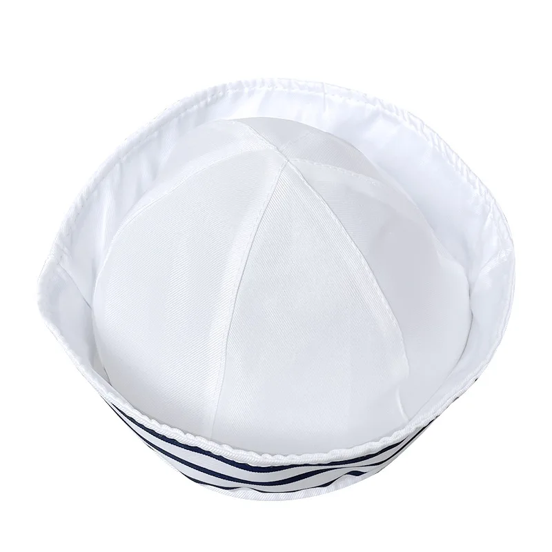 Excellent Decoration for Adult Yacht Blue and White Striped Sailor Captain Hat 3D Embroidered Sailor Hat Party Dance Costume