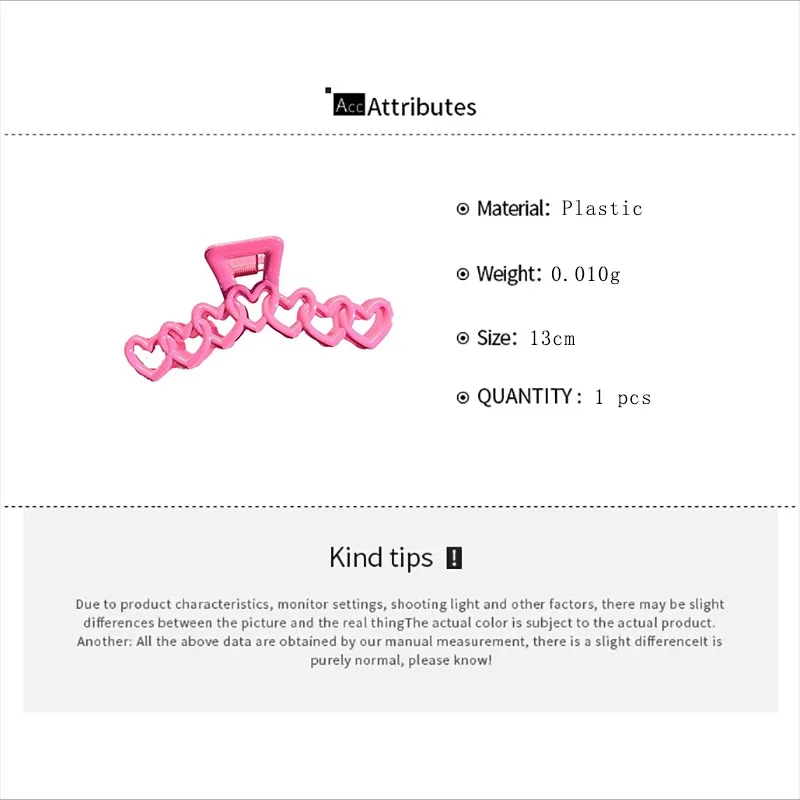 Colorful Dopamine Plastic Hair Claw Love Heart Shark Clamp Fashion Design Sweet Simple Irregular Hair Clips Headwears A-