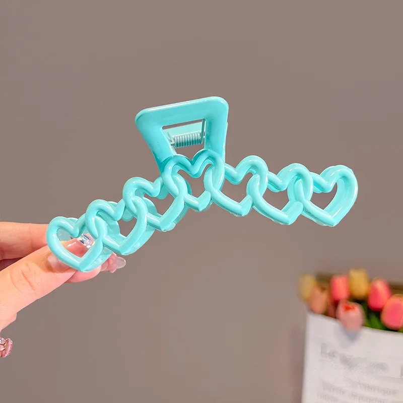 Colorful Dopamine Plastic Hair Claw Love Heart Shark Clamp Fashion Design Sweet Simple Irregular Hair Clips Headwears A-