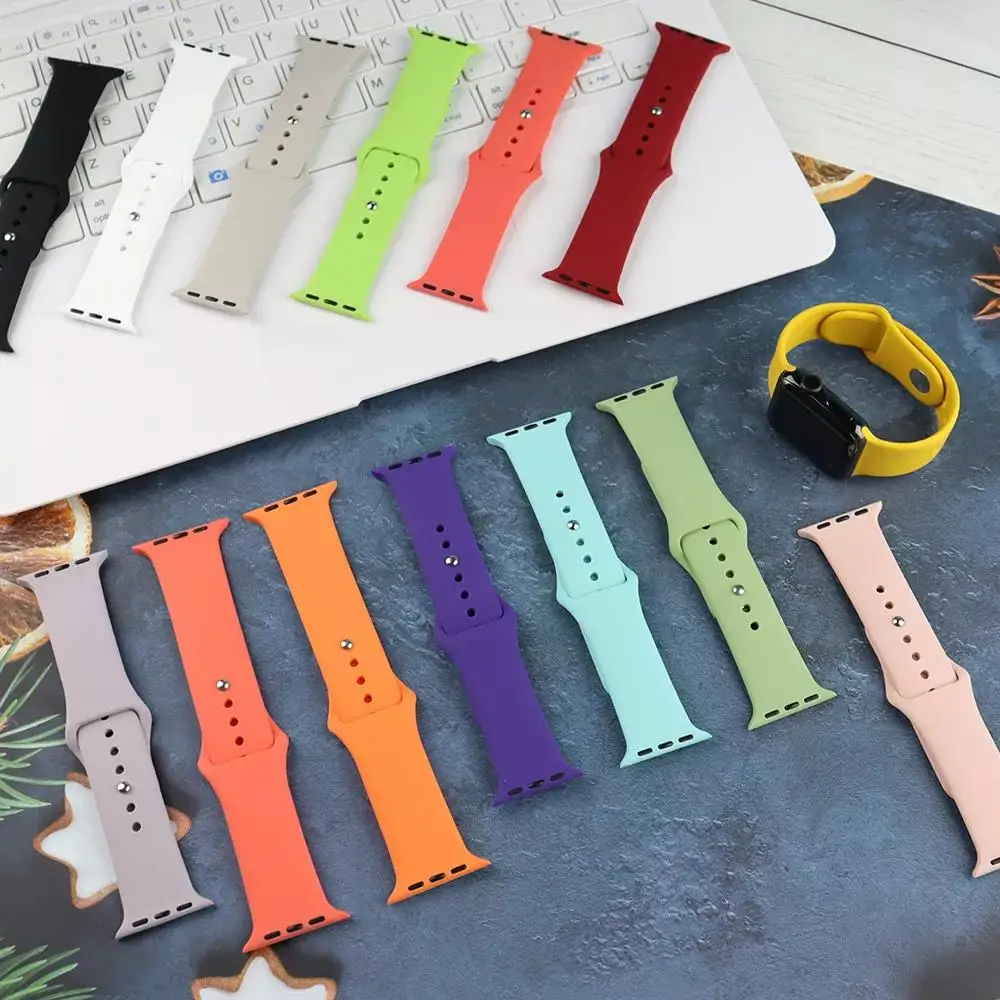 Silicone Strap For Apple Watch Bands 45mm 44mm 40mm 41mm 49mm 42mm 46mm Sport bracelet iwatch series se 6 7 8 9 10 11 Ultra 3 2