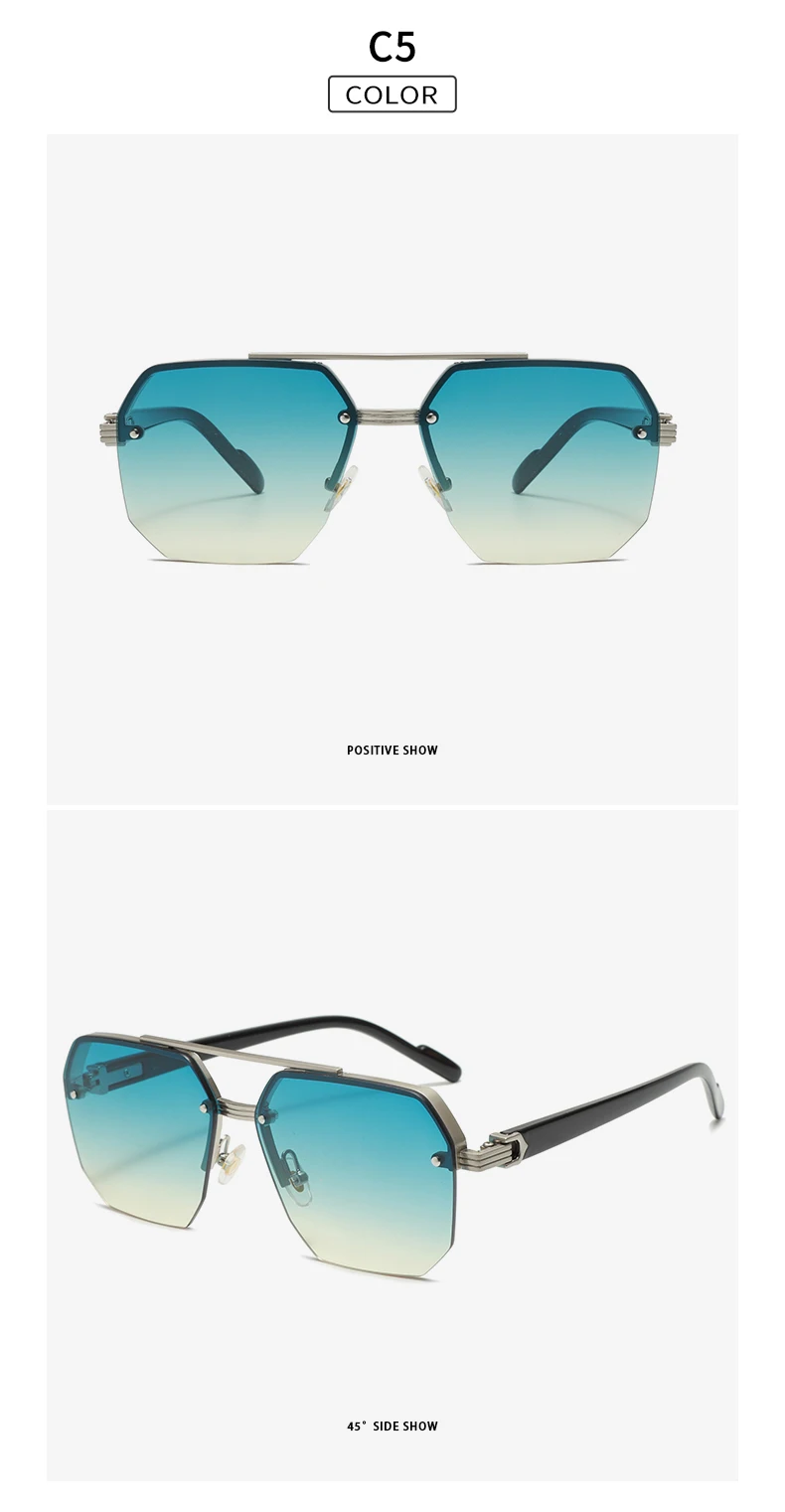 New Fashion Sunglasses Cool Men Vintage Brand Design Metal Square Sun Glasses Women Shades UV400 Oculos De Sol