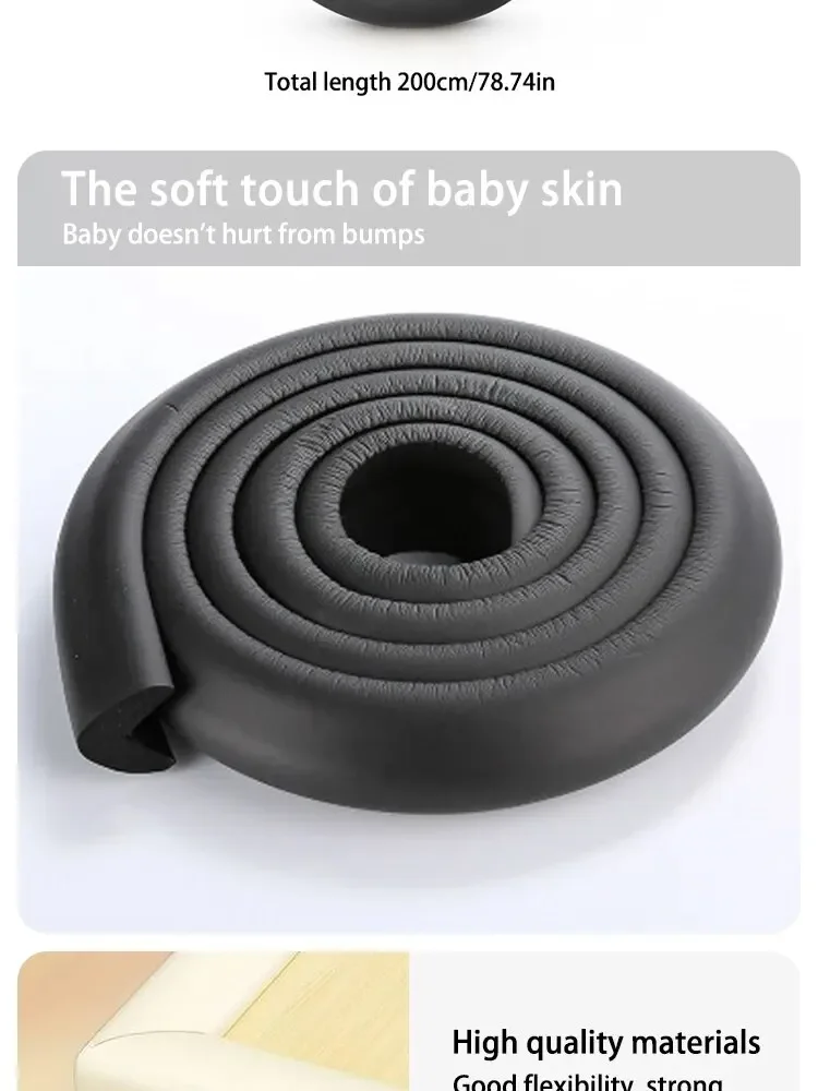 2M Child Bumper Strips Baby Safety Anti-collision Soft Table Edge L-shaped Protector Strip Safety Table Corner Protection Strips