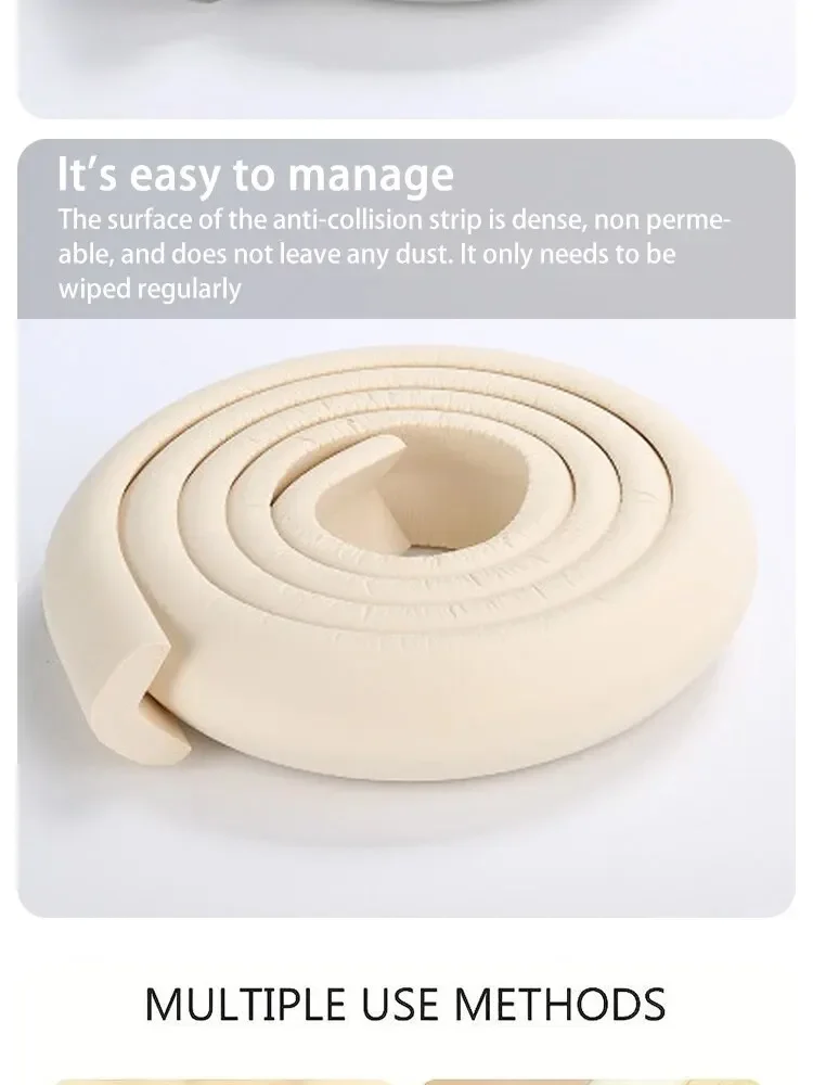 2M Child Bumper Strips Baby Safety Anti-collision Soft Table Edge L-shaped Protector Strip Safety Table Corner Protection Strips