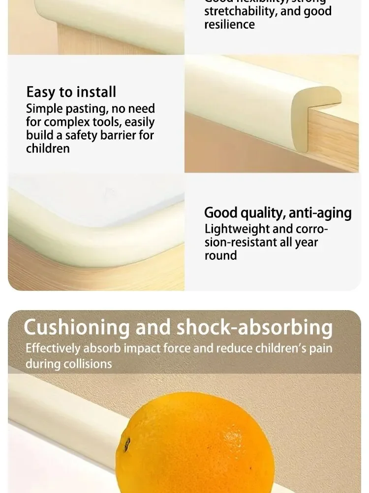 2M Child Bumper Strips Baby Safety Anti-collision Soft Table Edge L-shaped Protector Strip Safety Table Corner Protection Strips