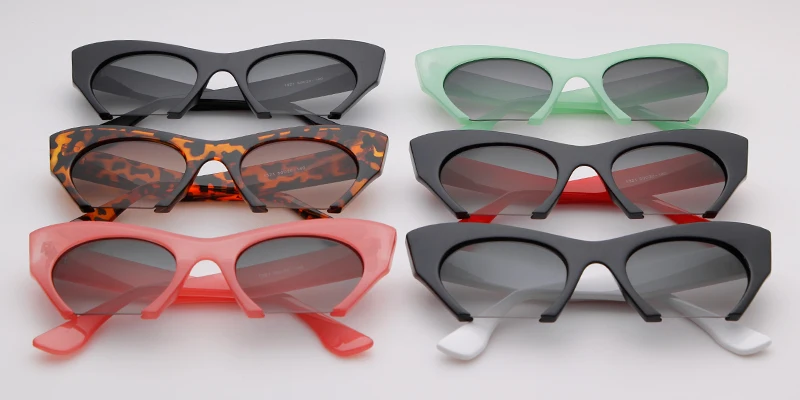 WHO CUTIE Women Cat Eye Sunglasses Brand Designer Female Oversized Half Frame Pink Leopard Sun Glasses CE Lens Shades OM703
