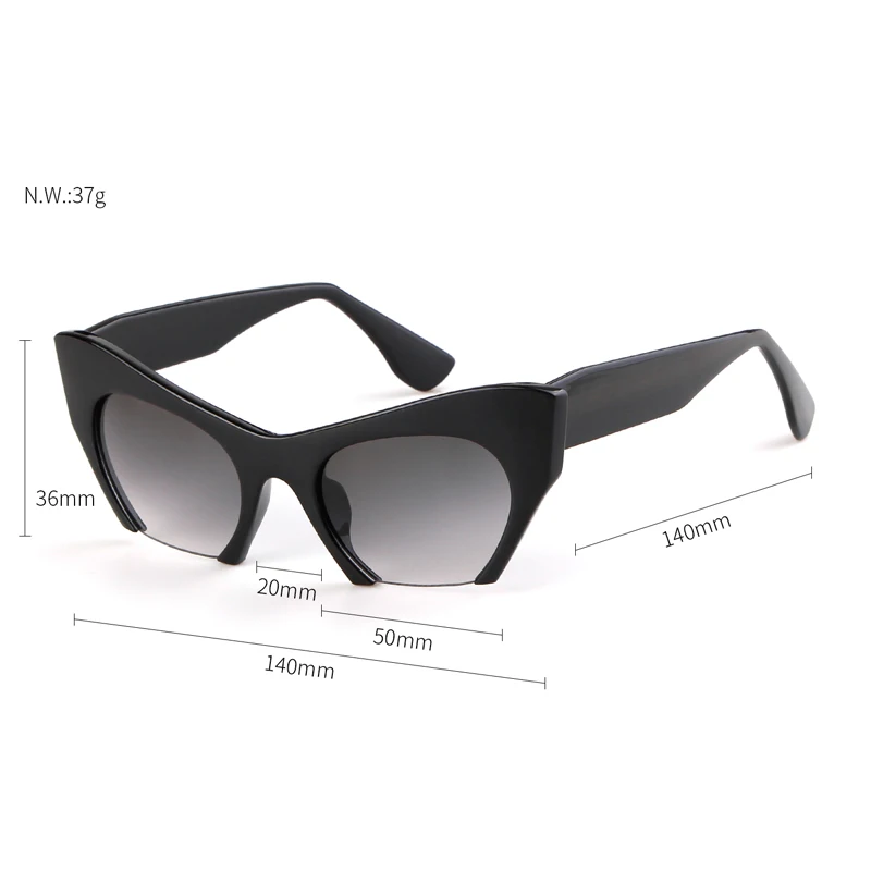 WHO CUTIE Women Cat Eye Sunglasses Brand Designer Female Oversized Half Frame Pink Leopard Sun Glasses CE Lens Shades OM703