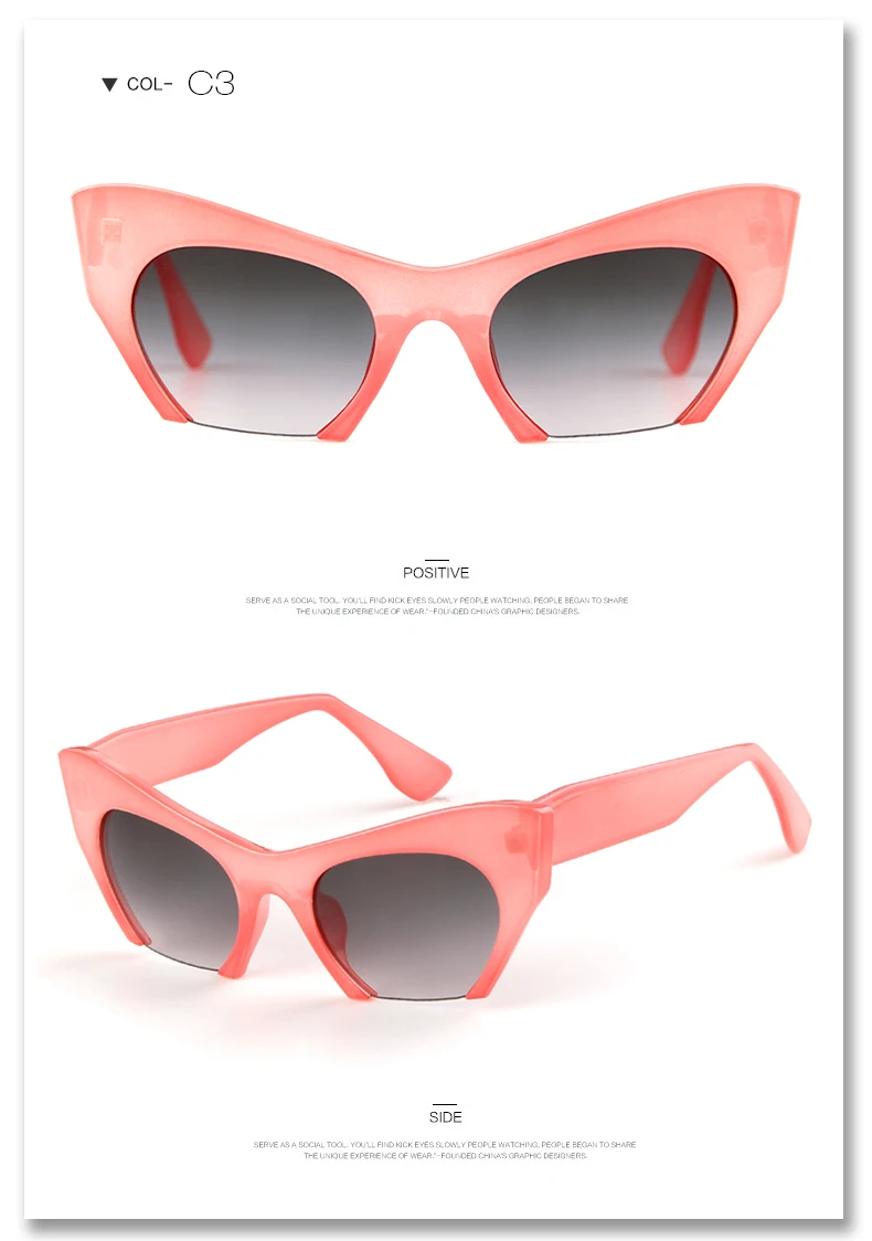 WHO CUTIE Women Cat Eye Sunglasses Brand Designer Female Oversized Half Frame Pink Leopard Sun Glasses CE Lens Shades OM703