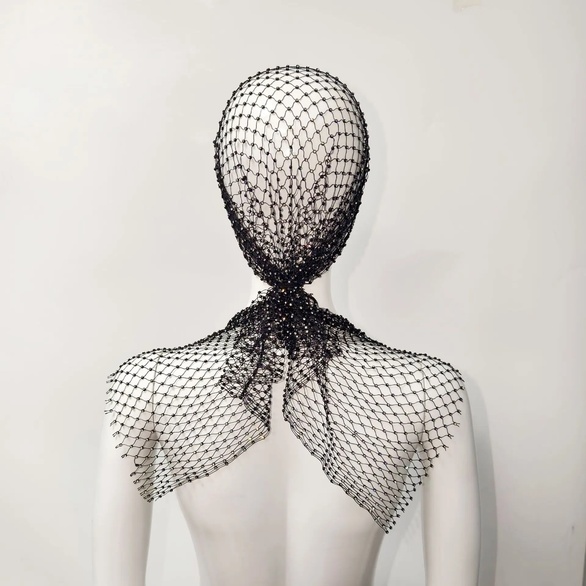 New European and American Mesh Hat, Elastic Fishing Net Hat, Hot Diamond Elastic Headband, Personalized Fishing Net Hat