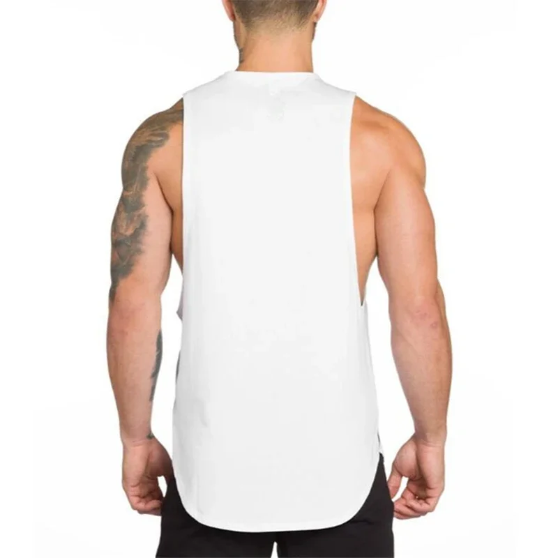 Plain Vests Mens Bodybuilding Muscle Tank Tops Gym Fitness Sport Sleeveless Loose T-Shirt Cotton Breathable Cool Summer Clothing