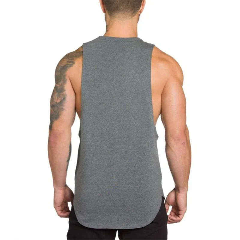 Plain Vests Mens Bodybuilding Muscle Tank Tops Gym Fitness Sport Sleeveless Loose T-Shirt Cotton Breathable Cool Summer Clothing