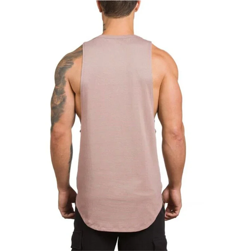 Plain Vests Mens Bodybuilding Muscle Tank Tops Gym Fitness Sport Sleeveless Loose T-Shirt Cotton Breathable Cool Summer Clothing