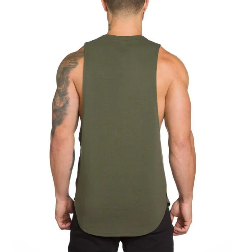 Plain Vests Mens Bodybuilding Muscle Tank Tops Gym Fitness Sport Sleeveless Loose T-Shirt Cotton Breathable Cool Summer Clothing