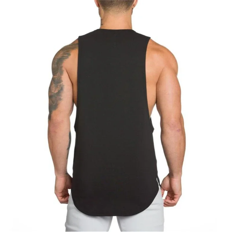 Plain Vests Mens Bodybuilding Muscle Tank Tops Gym Fitness Sport Sleeveless Loose T-Shirt Cotton Breathable Cool Summer Clothing