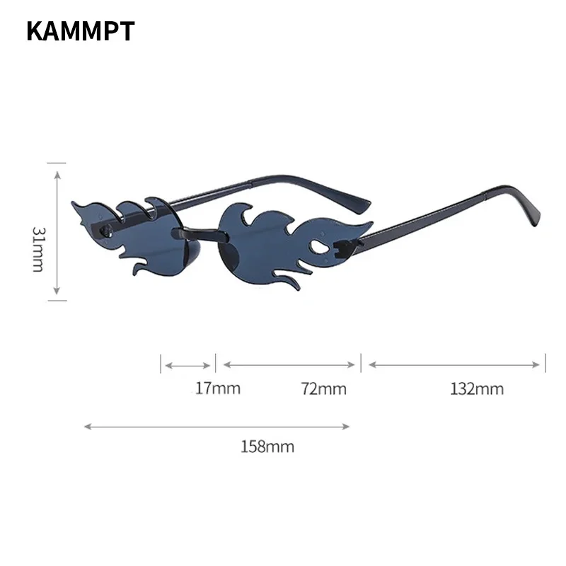 KAMMPT 12 Pairs Per Set Flame Prop Sunglasses Fashion Rimless Decor Candy Color Shades Trendy Design Party Gifts Sun Glasses