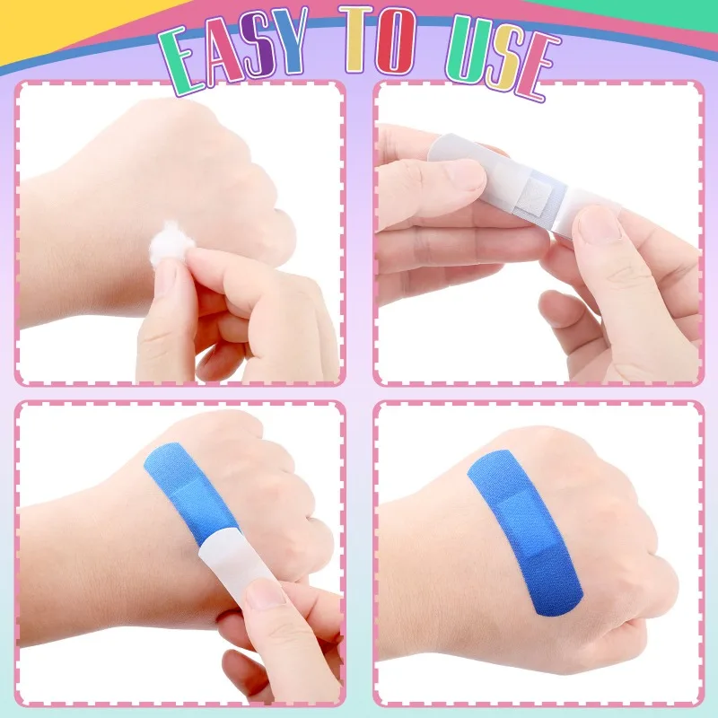 100pcs Blue Metal Detectable Band Aid Waterproof Food Service Adhesive Bandages First Aid Sticking Plaster Wound Dressing Patch