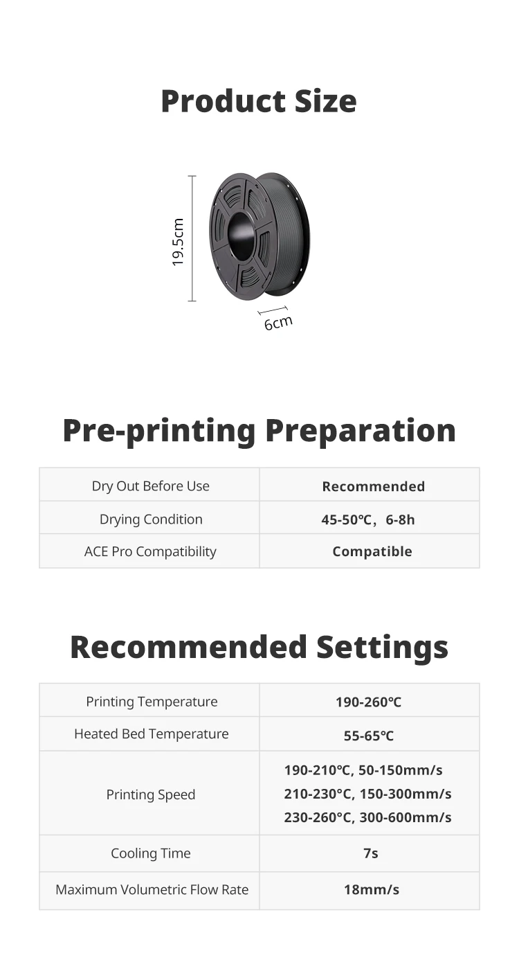 ANYCUBIC 5KG High-Speed PLA Multicolor Filament 1.75mm 1kg/Roll Plastic Rubber Consumables Material For FDM 3D Printer Kobra