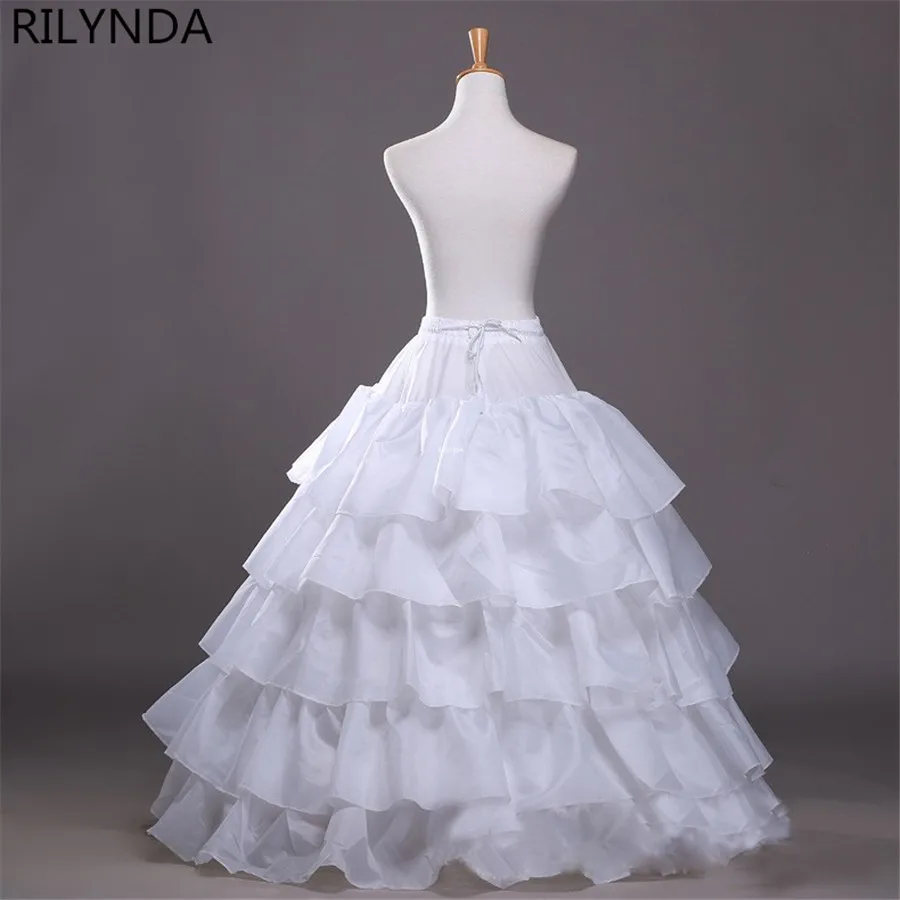 Full Shape Hoop Skirt 5 Ruffles Layers Ball Gown Petticoat Underskirt Slip for Wedding Dress Adjustable Waist