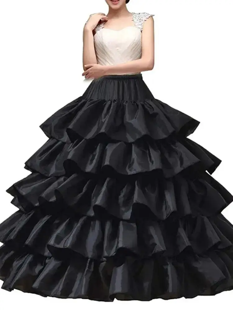Full Shape Hoop Skirt 5 Ruffles Layers Ball Gown Petticoat Underskirt Slip for Wedding Dress Adjustable Waist