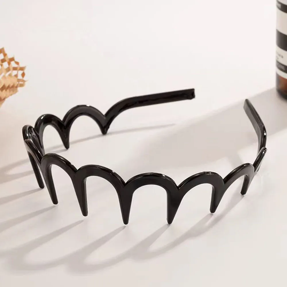 Wave Headband Hairbands Brown Resin Wave Toothed Headband Thin Non-slip Women Makkeup Hair Comb Zigzag Band Notched Headband
