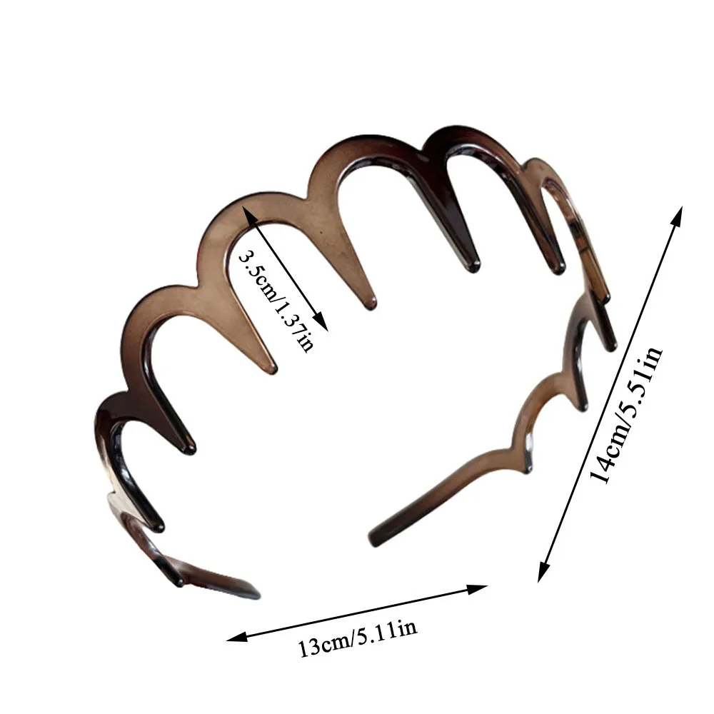 Wave Headband Hairbands Brown Resin Wave Toothed Headband Thin Non-slip Women Makkeup Hair Comb Zigzag Band Notched Headband