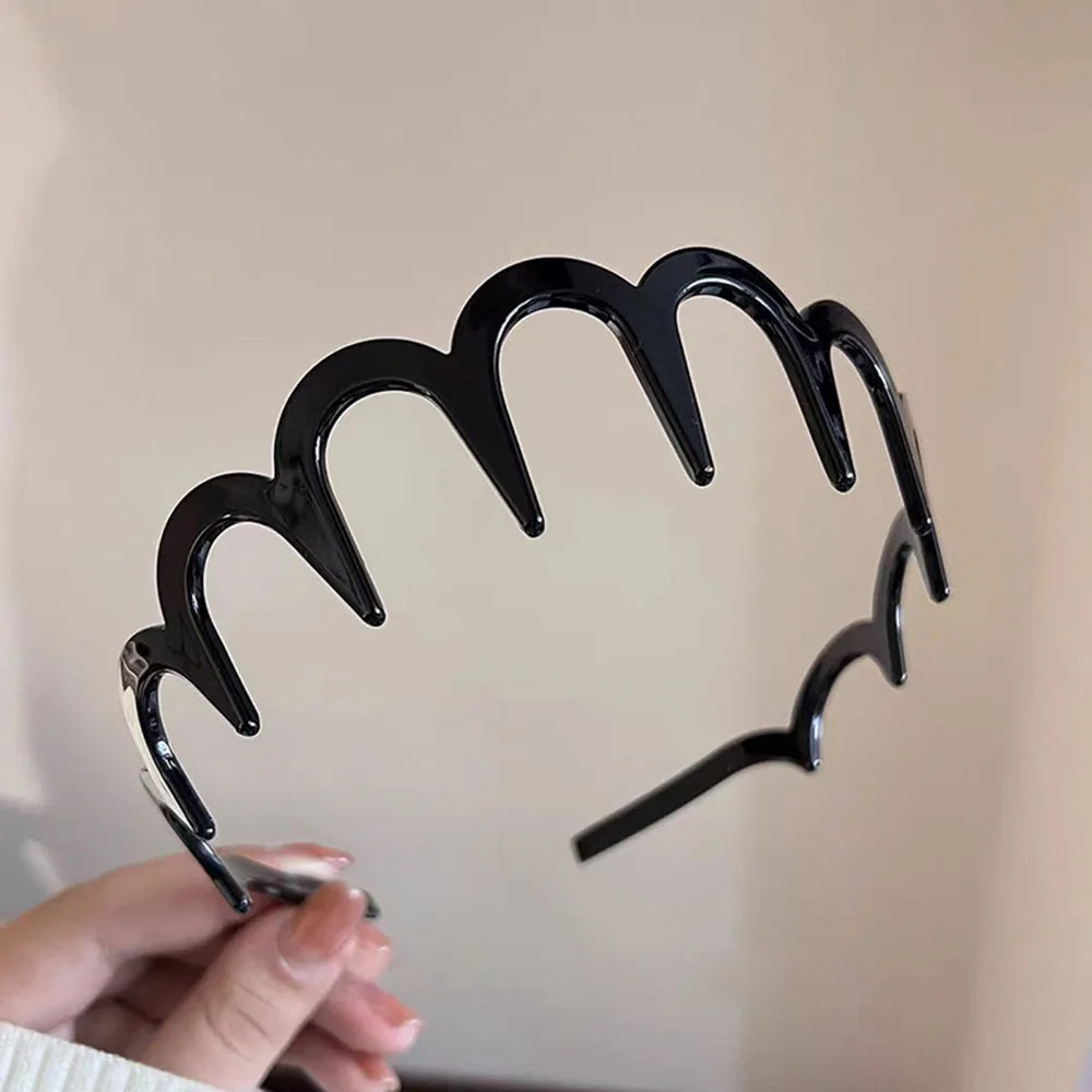 Wave Headband Hairbands Brown Resin Wave Toothed Headband Thin Non-slip Women Makkeup Hair Comb Zigzag Band Notched Headband