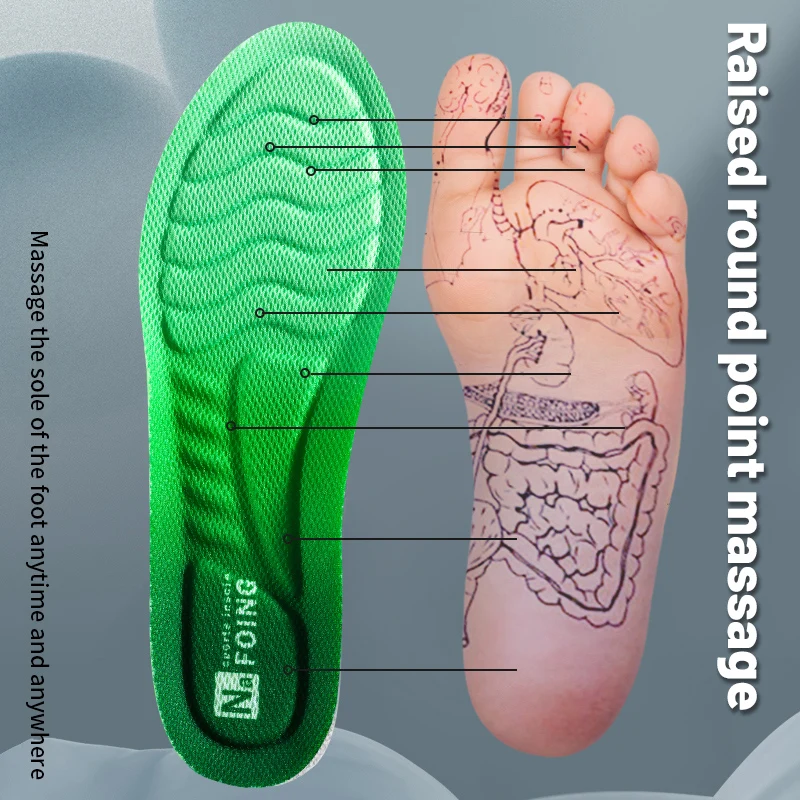 PU Feet Sole Soft Orthopedic Sport Insoles for Breathable Shock Absorption Running Shoes Pad for Men Women Arch Support Insole