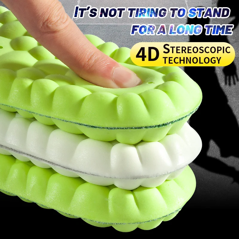 PU Feet Sole Soft Orthopedic Sport Insoles for Breathable Shock Absorption Running Shoes Pad for Men Women Arch Support Insole