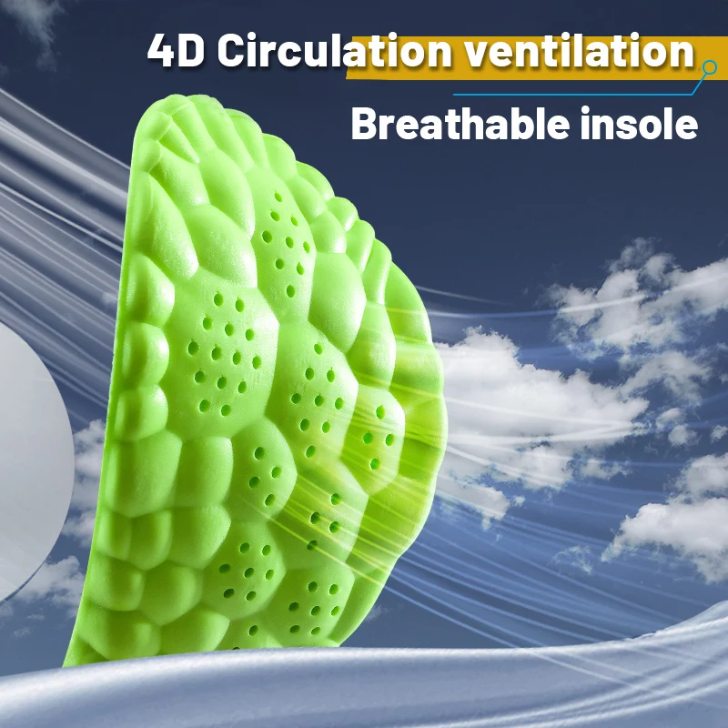 PU Feet Sole Soft Orthopedic Sport Insoles for Breathable Shock Absorption Running Shoes Pad for Men Women Arch Support Insole