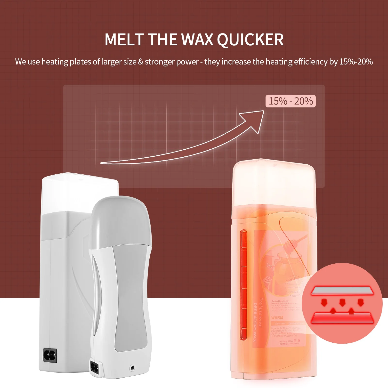 Foreverlily Portable Wax Roller Machine Electric Wax Warmer Depilatory Wax Heater Waxing Leg Warmer Hair Removal Roll On Wax