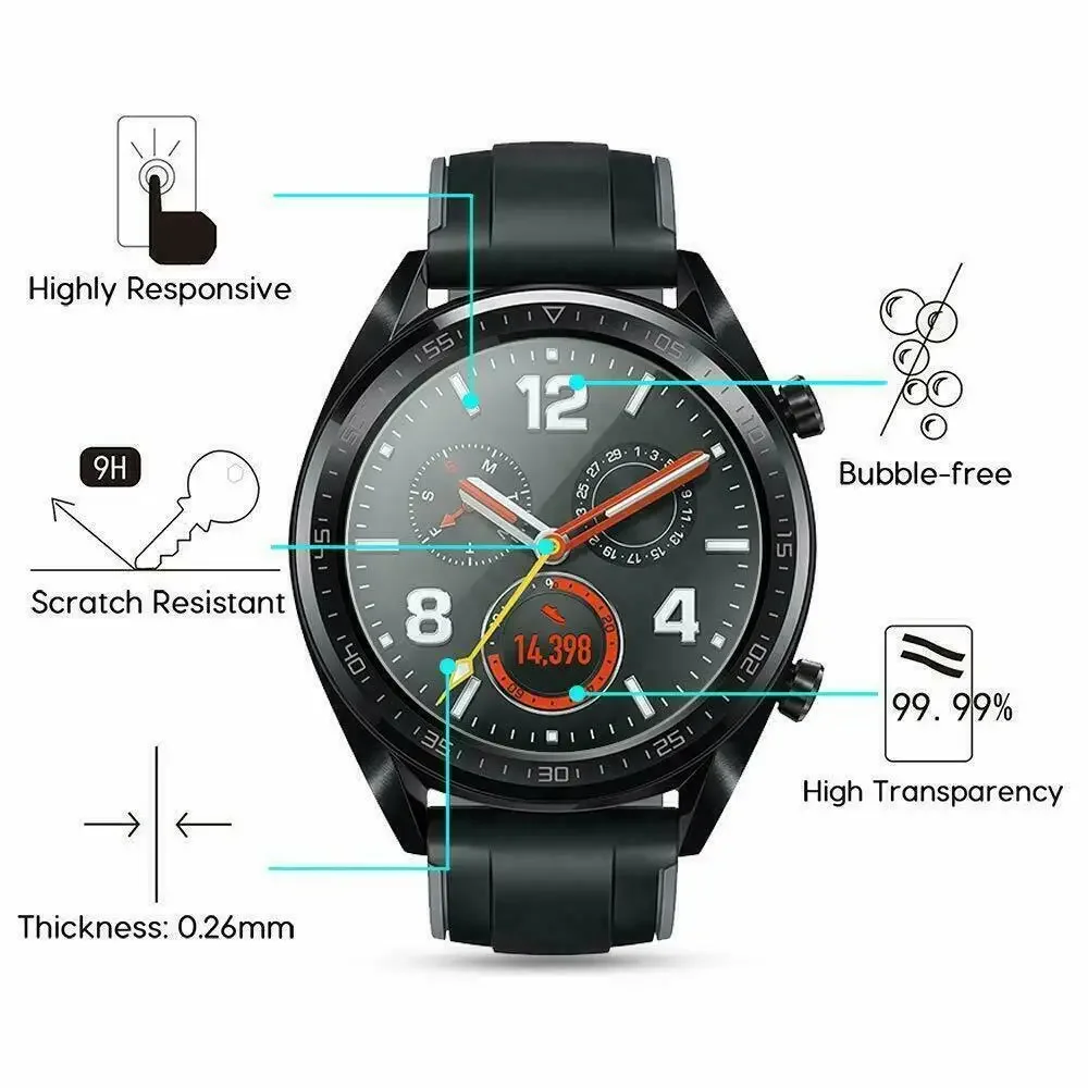 Tempered Glass for Huawei Watch GT 2 3 4 GT2 GT3 Pro 46mm GT Runner Smartwatch Screen Protector Explosion-Proof Film Accessories