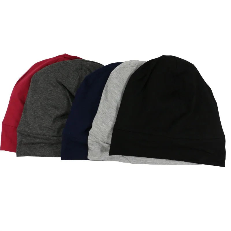 Satin Lined Hair Bonnet Hat For Women Men Bamboo Cotton Elastic Night Sleeping Cap Silk Skullies Beanie Hat Curly Hair Headwrap