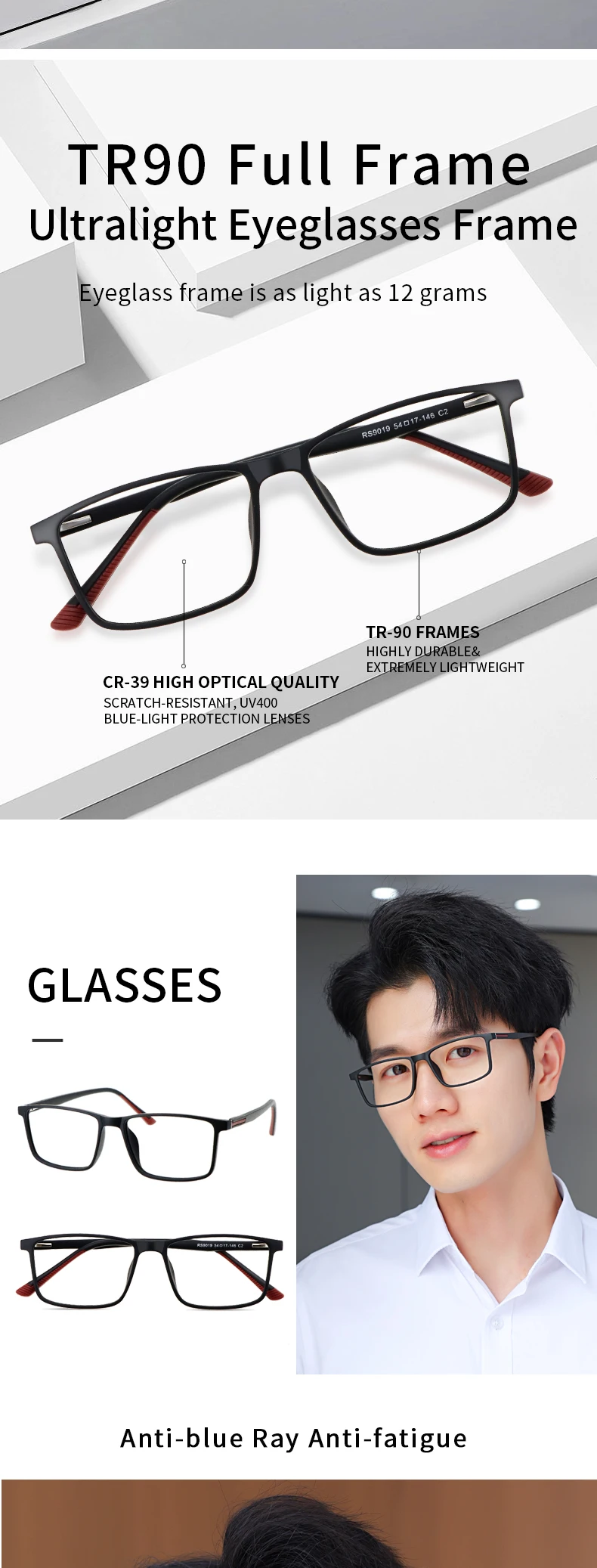 Blue Light Blocking Computer Readers Stylish Durable TR90 Thin Frame Fit Medium To Big Face for Men Women