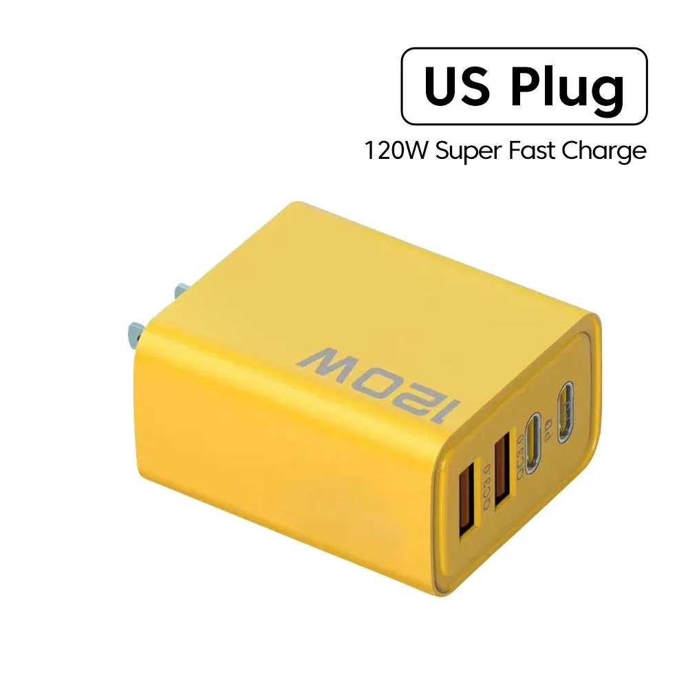 Total 120W USB Type C Charger 4 Port Fast Charging USB Phone Charger Adapter For iPhone Samsung Xiaomi Quick Charge Wall Charger