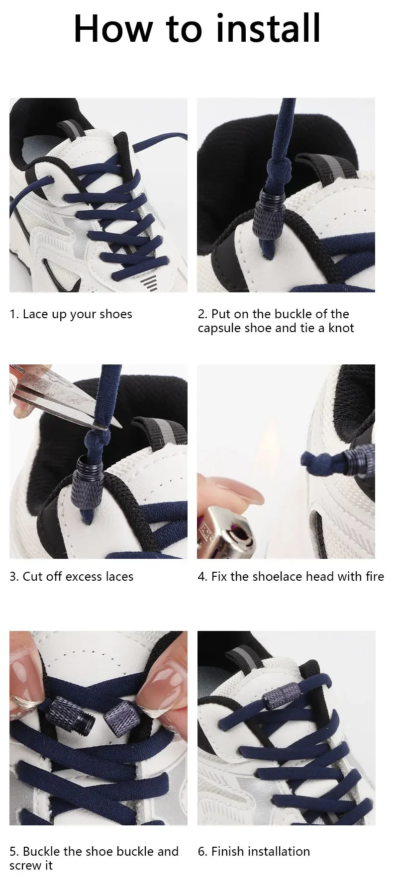 No tie Shoelace Elastic laces Sneakers Tennis Stretchy Lazy Round Shoelaces without ties Kids Adult Shoes Accessories 1Pair