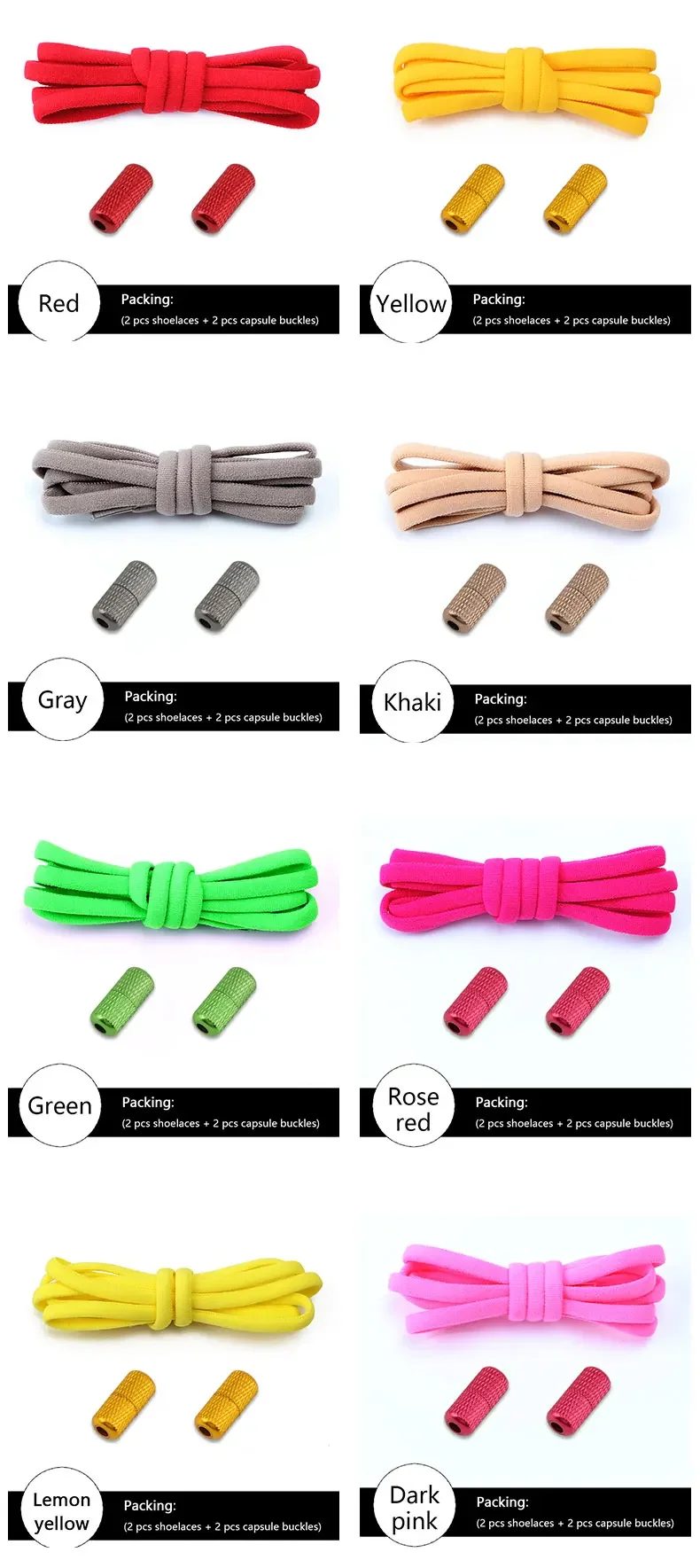 No tie Shoelace Elastic laces Sneakers Tennis Stretchy Lazy Round Shoelaces without ties Kids Adult Shoes Accessories 1Pair