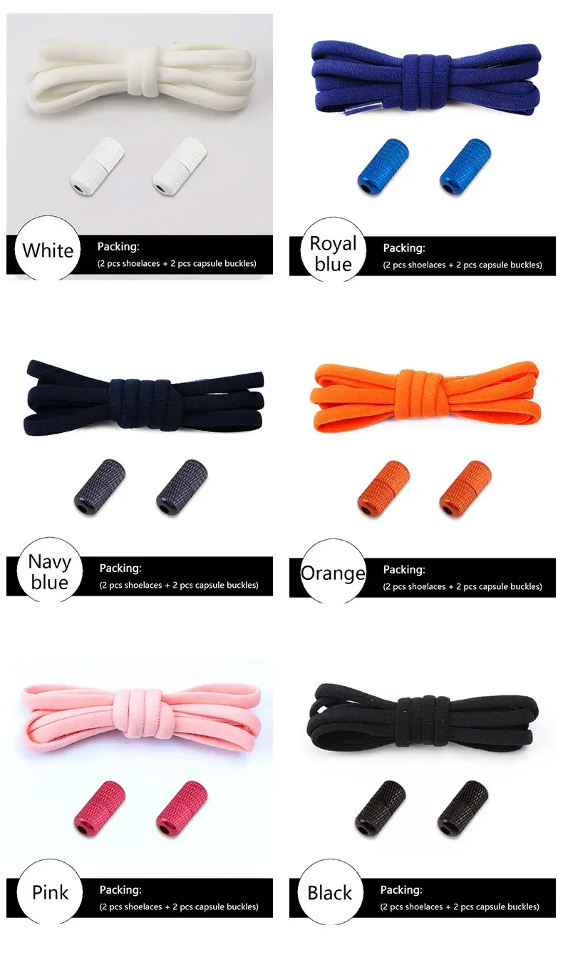 No tie Shoelace Elastic laces Sneakers Tennis Stretchy Lazy Round Shoelaces without ties Kids Adult Shoes Accessories 1Pair